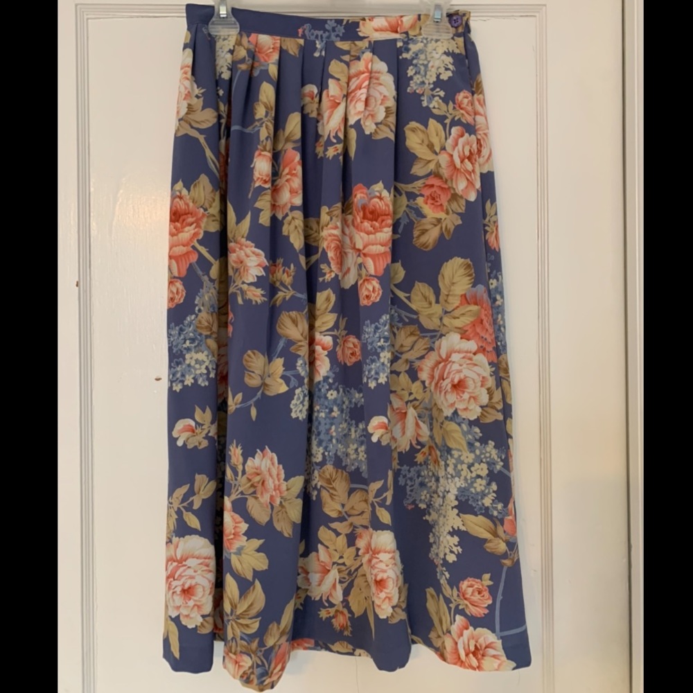 Vintage Floral Multicolor Midi Skirt